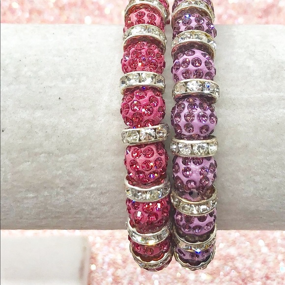 Pink Purple Shamballa Bracelet Set - Picture 3 of 4